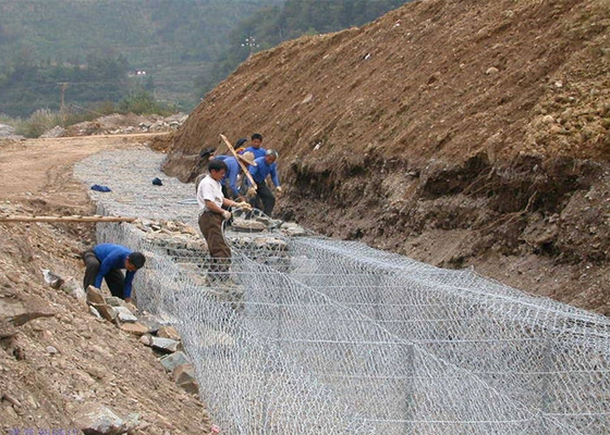 地球の安定のための2x1x1m電流を通されたGabion箱の単一構造