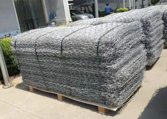 洪水制御は6 x 8 Cmの穴のGabionの網のバスケットGalfan金属に塗った
